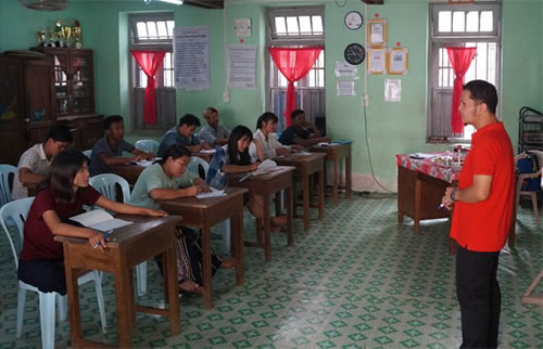 Lay Missionary Michael Javier on assignment in Myanmar where he teaches students English.