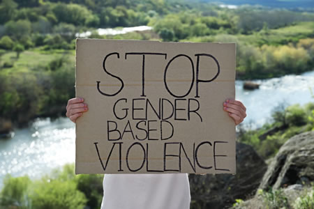 Stop Gender-Based Violence cardboard sign