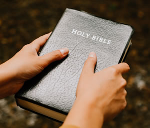 Hands holding a bible