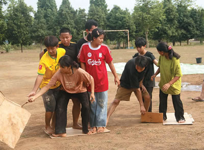 Camp participants enjoy teamwork activities