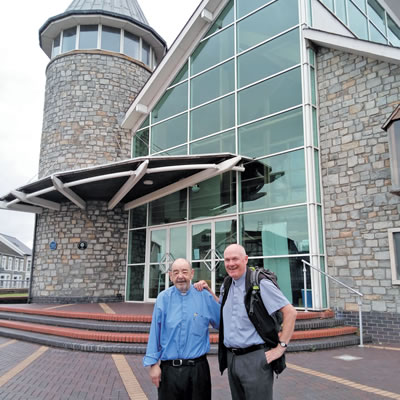 Columban Fr. John Boles (right) with Fr. Tim and the pelican church