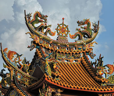 Ornate roof of Tiawanese building