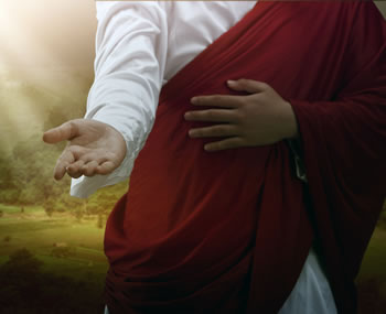 Jesus with outstreatched hand