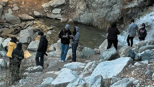 Kids enjoying nature at Mt. San Gorgonio near San Bernardino, Calif.