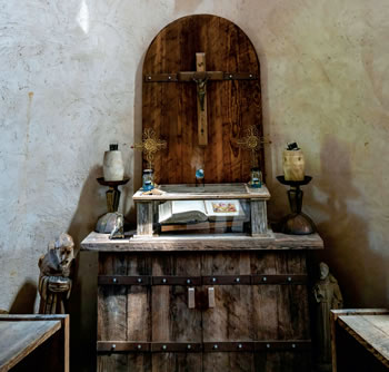 Old wooden alter and tabernacle