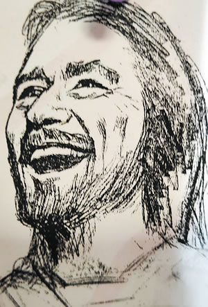The Laughing Christ drawing by Fr. Bill Burnner