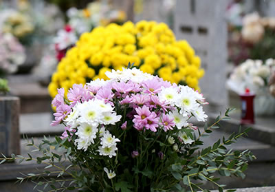 flowers on a grave