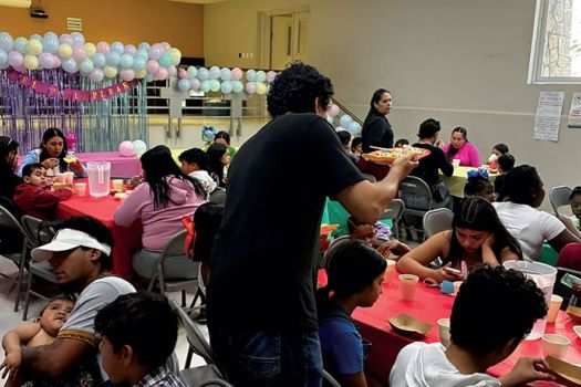 Members of the ColumbanBorder Ministry holds a cildren's birthday party at the cathedral in Ciudad Juarez, Mexico