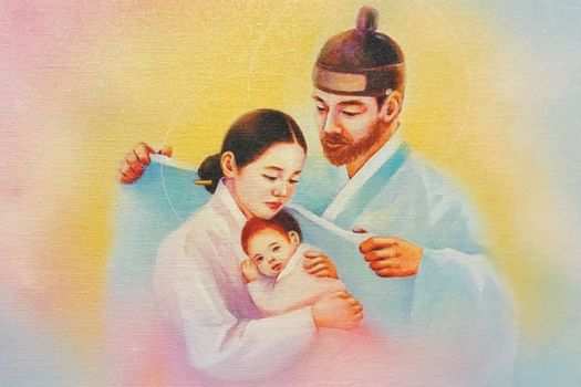 The Holy Family in Traditional Korean Dress