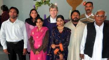 Columban Fr. Liam O'Callahan with members of the parish