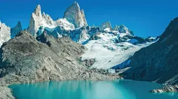 Scenic image of snowcapped mountains protecting a clear blue lake