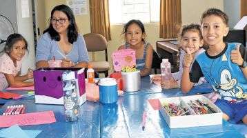 Students enjoy art class at the home.