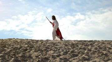 Jesus walking through the desert
