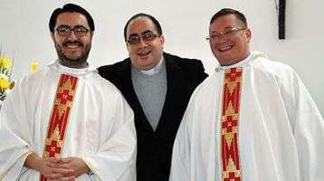 Columban Frs. Rafael Ramirez (left) and Gonzalo Borquez at their ordinations in 2016