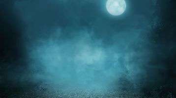 The moon peeks through a dark cloudy night