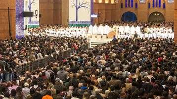 Throng of people at a Mass
