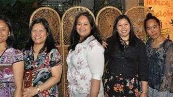Columban Lay Missionaries, from left, Virgie Tanate, Marivic Quilab, Marifei Padao, Lenette Toledo and Lorelei Ocaya