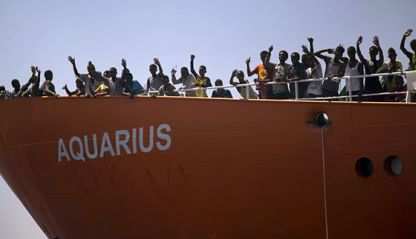 Migrants on rescue ship Aquarius