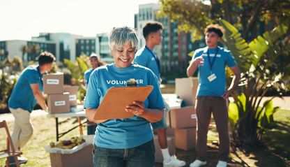 Volunteers helping in the community