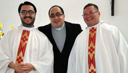 Columban Frs. Rafael Ramirez (left) and Gonzalo Borquez at their ordinations in 2016