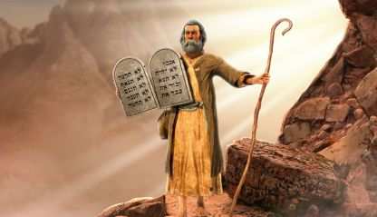 Moses holding the 10 Commandments