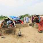 Tents line the road