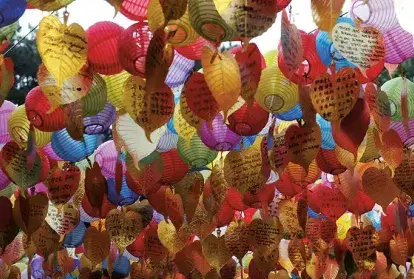 Balloons fill the air
