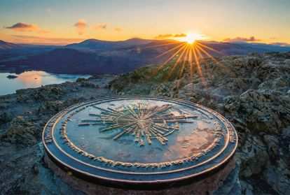 Daybreak over a mountainous lake