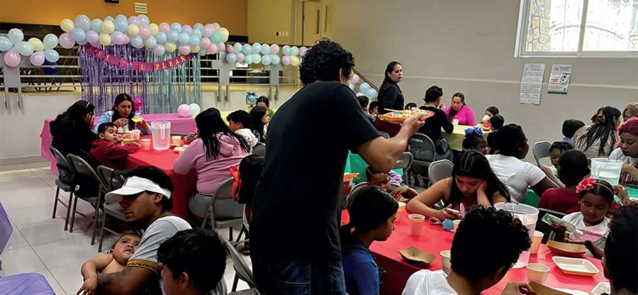 Members of the ColumbanBorder Ministry holds a cildren's birthday party at the cathedral in Ciudad Juarez, Mexico