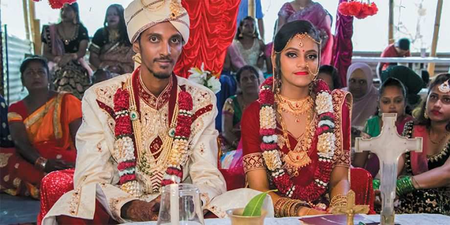 Aidan and Praveena after the seven steps
