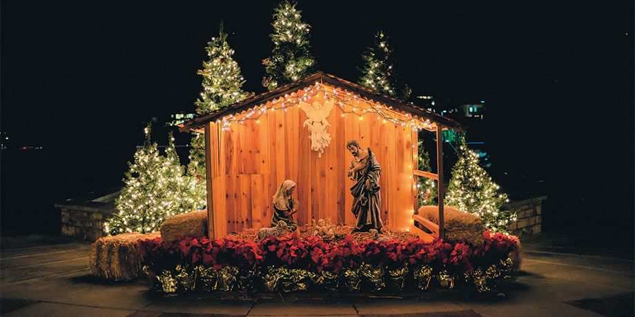 A life-size Nativity scene