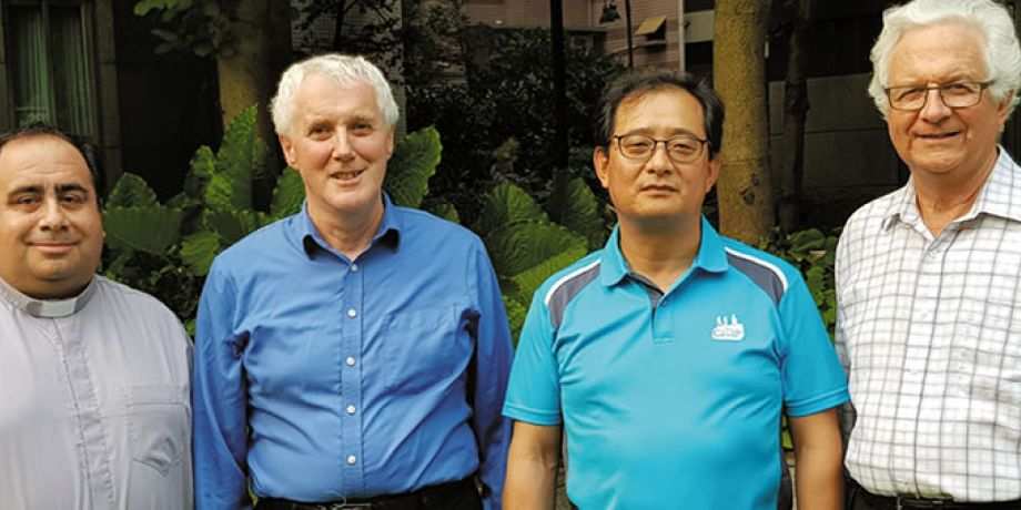 Missionary Society of St. Columban General Council, from left, Columban Fathers Alvaro Martinez, Timothy Mulroy, Joseph Kang and Brian Vale 