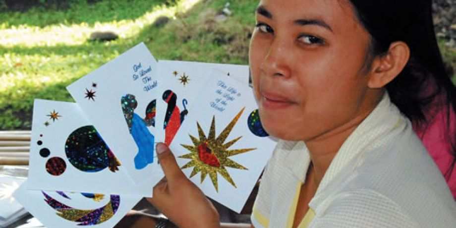 Vangie with Christmas cards