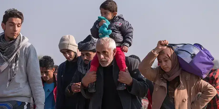 migrant family with children looking for refuge