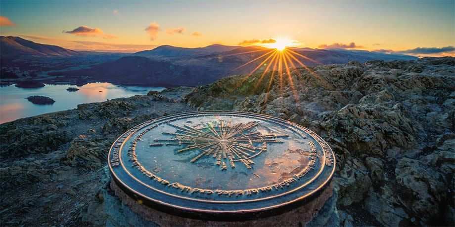 Daybreak over a mountainous lake