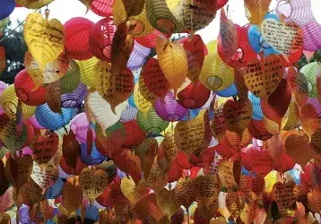 Balloons fill the air